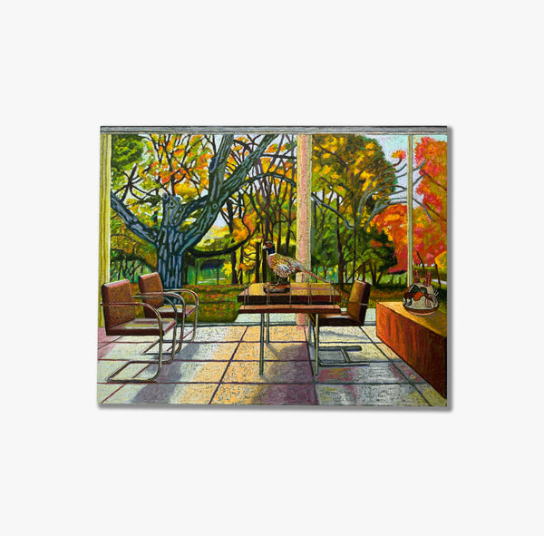 Mies van der Rohe Interior with Taxidermy Pheasant and Peruvian Vessel